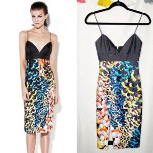 NICHOLAS Spring Floral Bonded Bra Silk Cocktail Dress Size 0